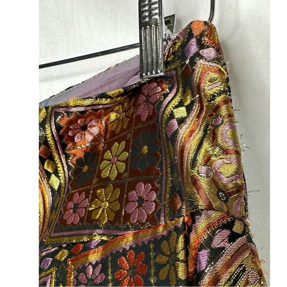 Bill Blass Vintage Metallic Taffeta Patchwork Midi Skirt – Size 4 - Picture 11 of 12